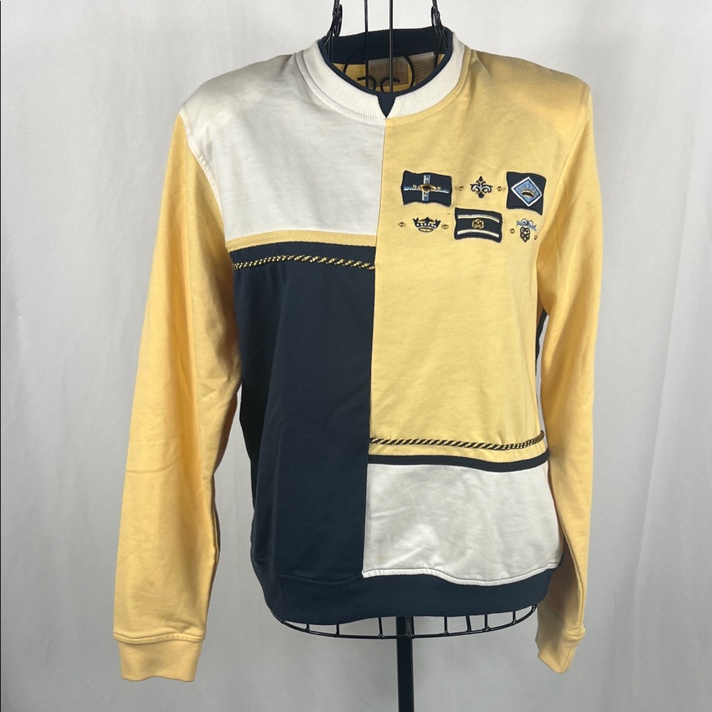 VINTAGE 90’s KORET K-WEAR Women’s Color Block‎ Sweater Petite Small Long Sleeve